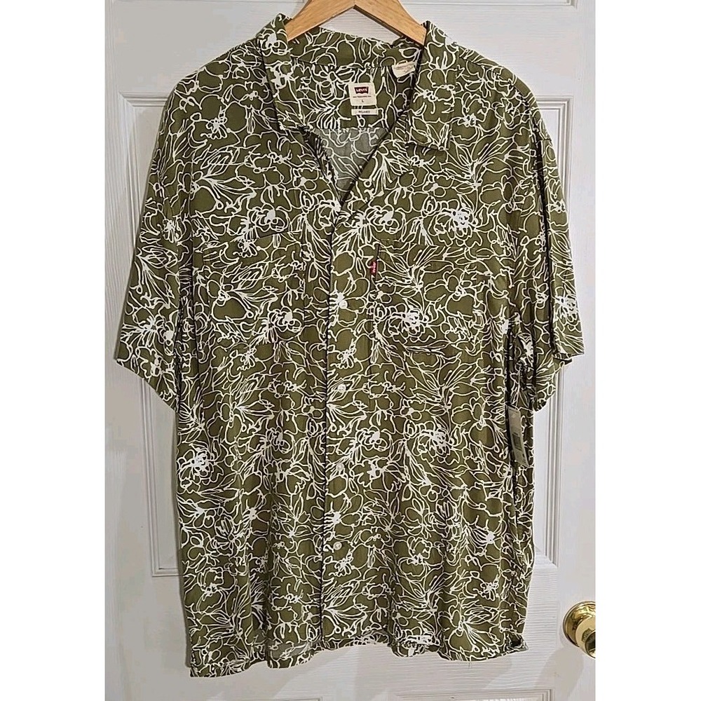 Levi's Button Down Shirt LARGE Classic Camper Olive Green Relaxed Fit NEW